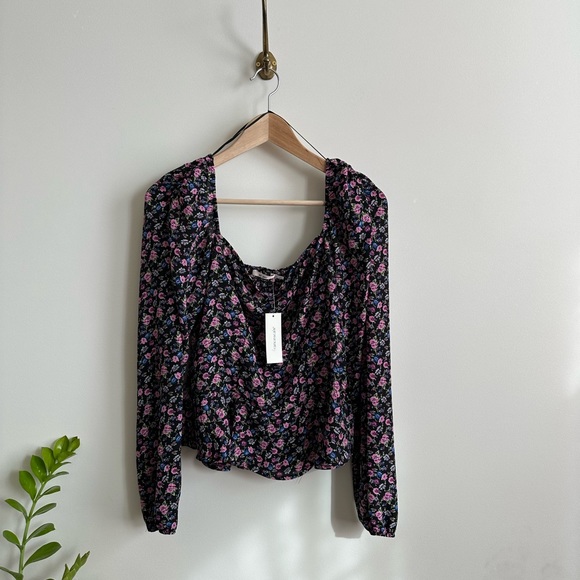 💗 NWT bohemian floral squareneck longsleeve flare bottom top- XL 🍂 - Picture 5 of 9